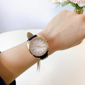 Fossil BQ3775 Vale Solar-Powered Blue Leather Watch